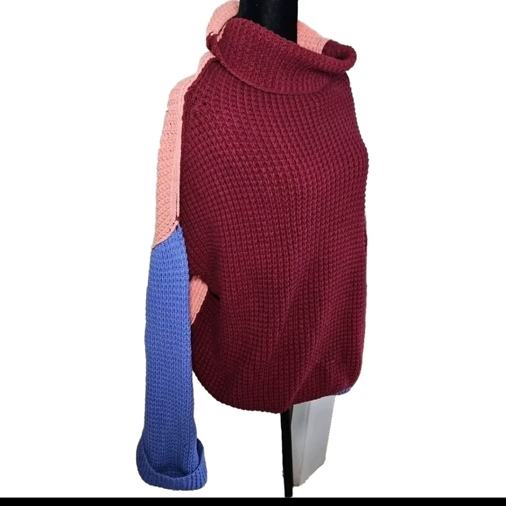 Free People Womens Park City Oversized Chunky Colorblock Sweater S